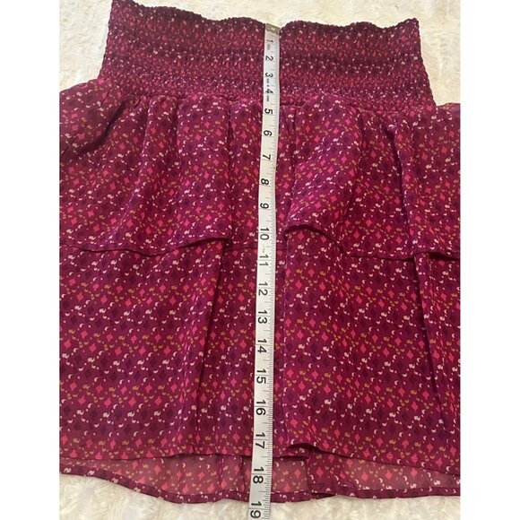 Old Navy Brand Mini Flare Stretch Skirt Red Wine 100% Polyester Junior's Size M - Picture 6 of 11